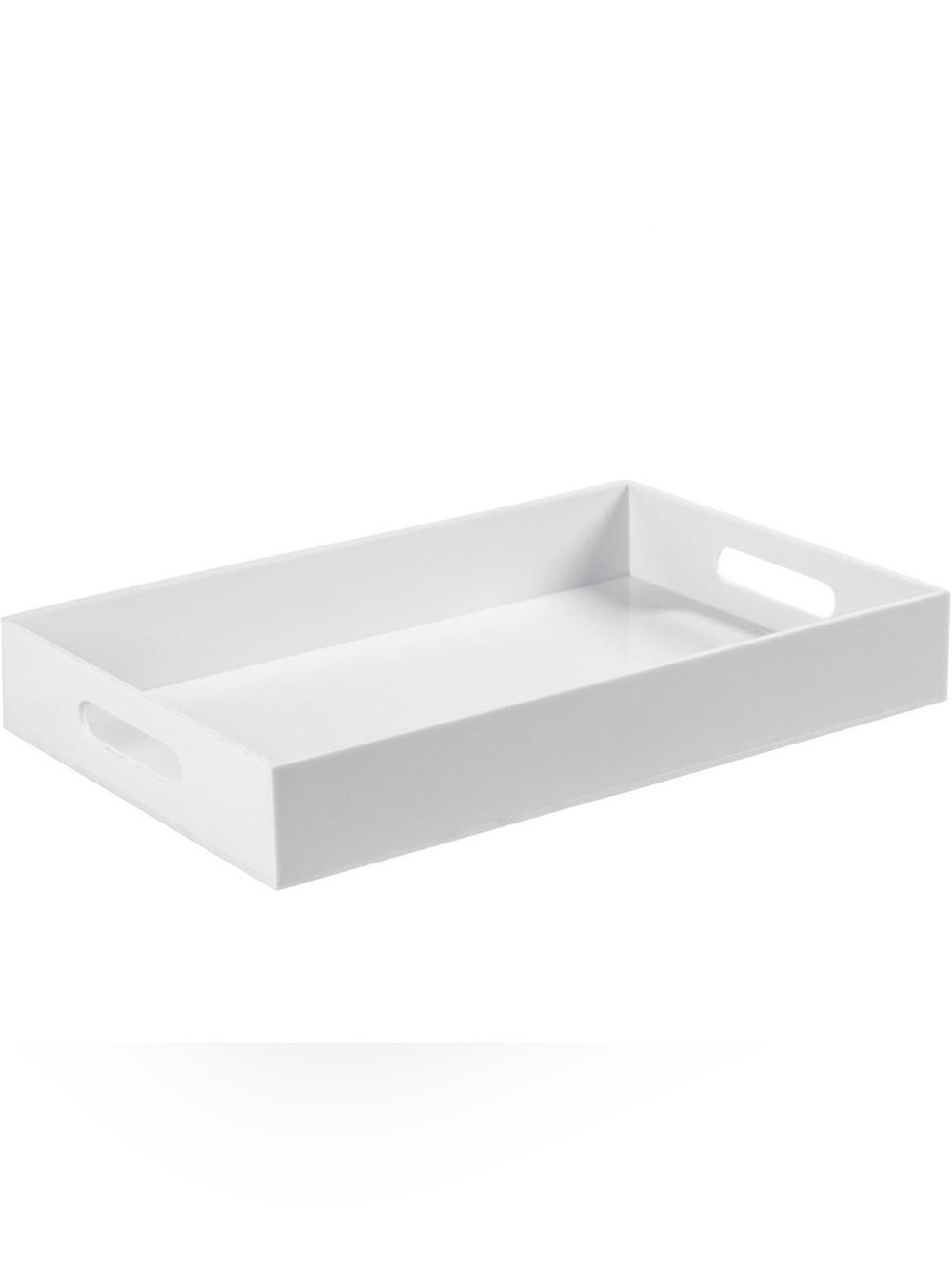 Acrylic Serving Tray with Handles, 16" x 12", White DecorativeTray, Plastic Tray